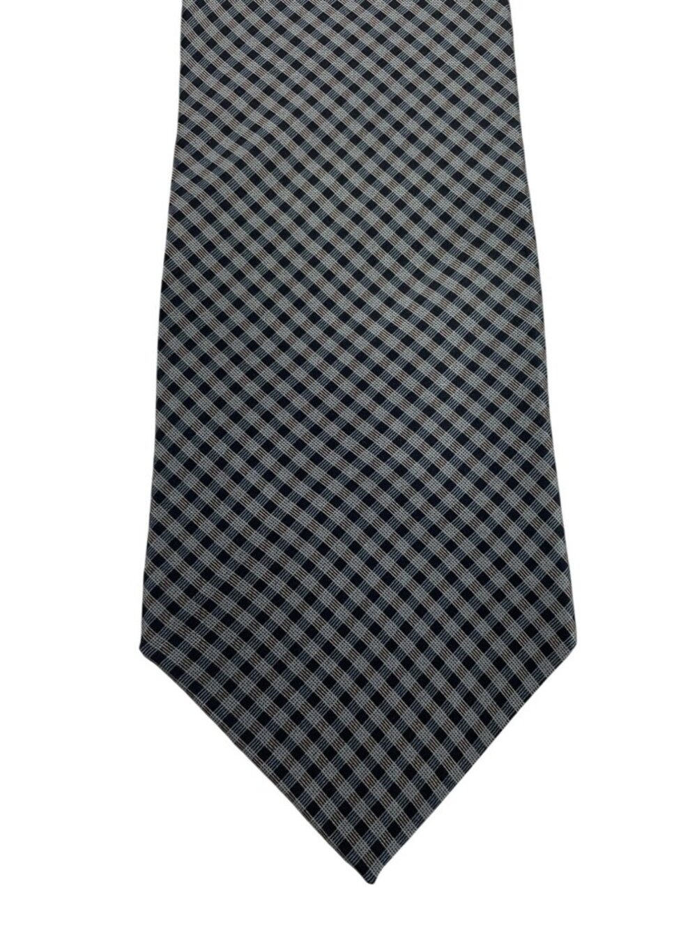 Van Heusen 100% Silk Mens Tie Necktie Black Tan Blue Plaid